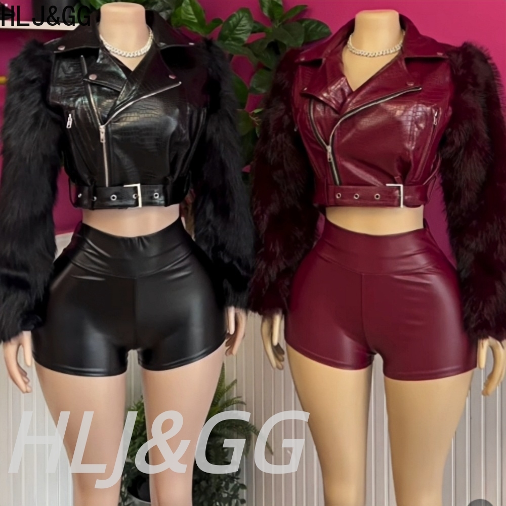 Women'S Fashion Leather Jacket - HLJ&GG Tendenza Moda Pelliccia Patchwork Giacca