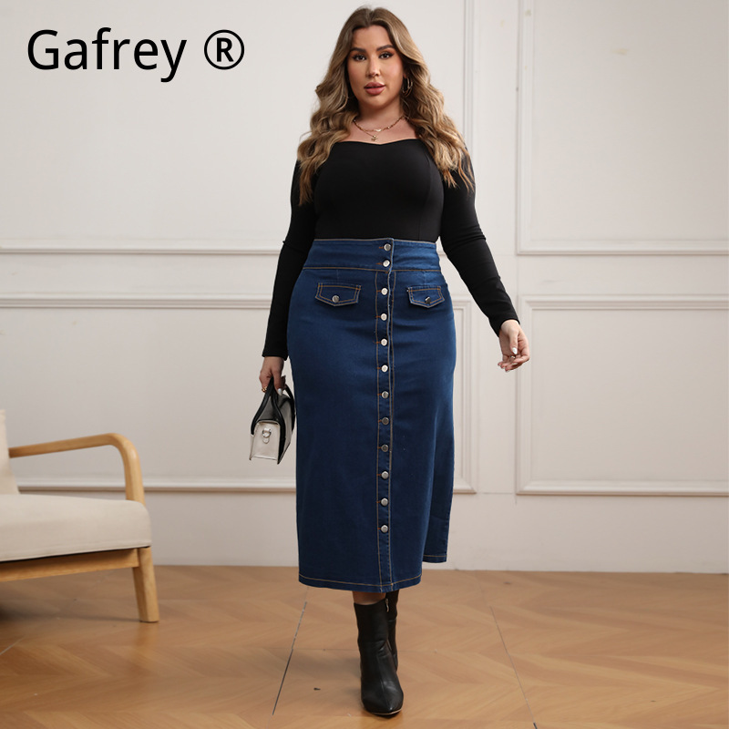A-Line Skirt Midi - Gonna in denim a vita alta