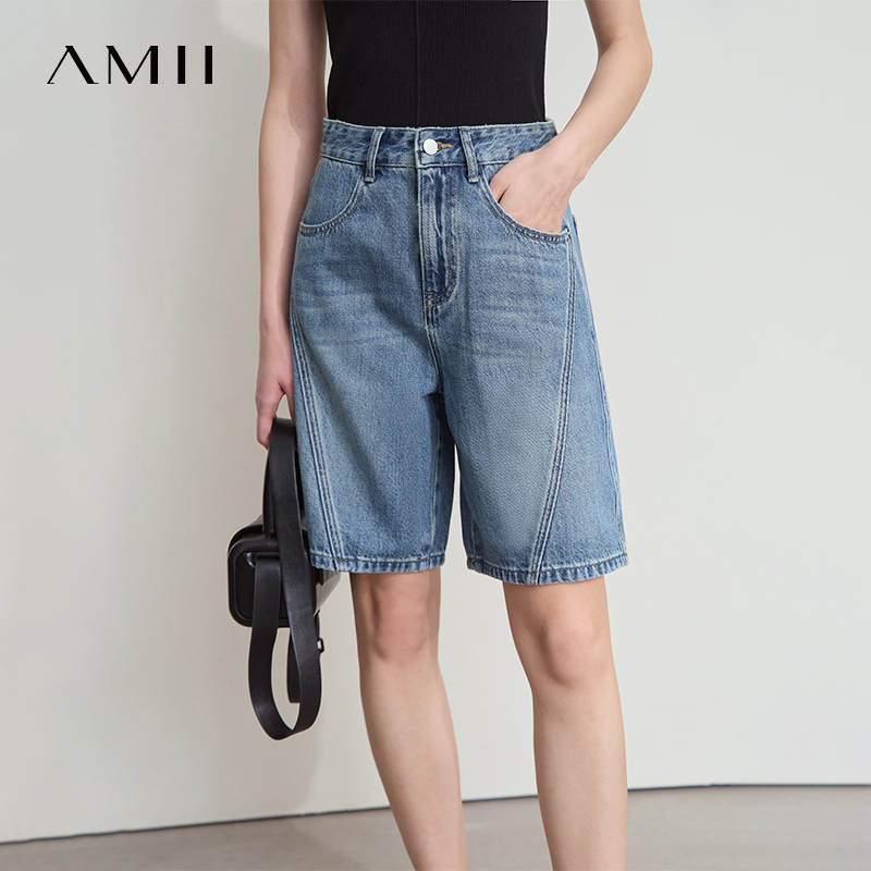 Denim Shorts Women - AMII Pantaloncini Jeans da Donna Minimalisti