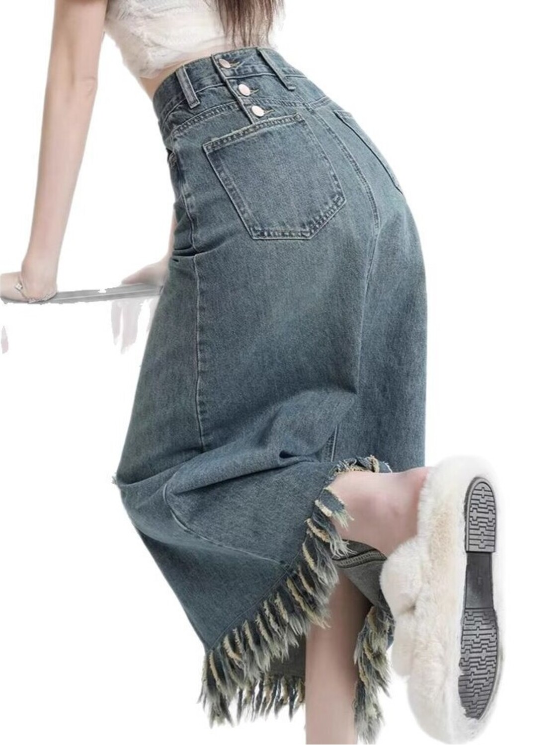 Denim Shorts Women - Minigonna in denim lavato vintage a