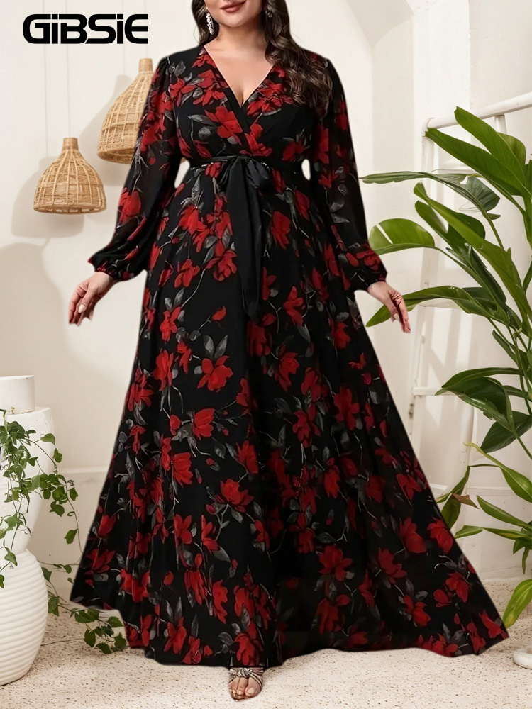 Maxi Dress Boho - GIBSIE Abito con cintura con scollo