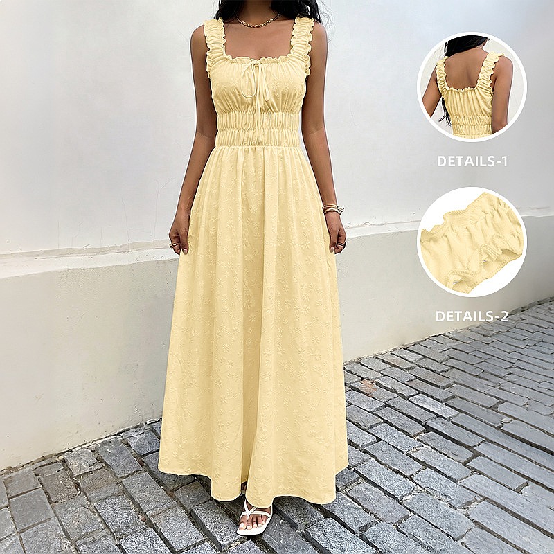 Maxi Dress Boho - Abito estivo senza maniche con scollo