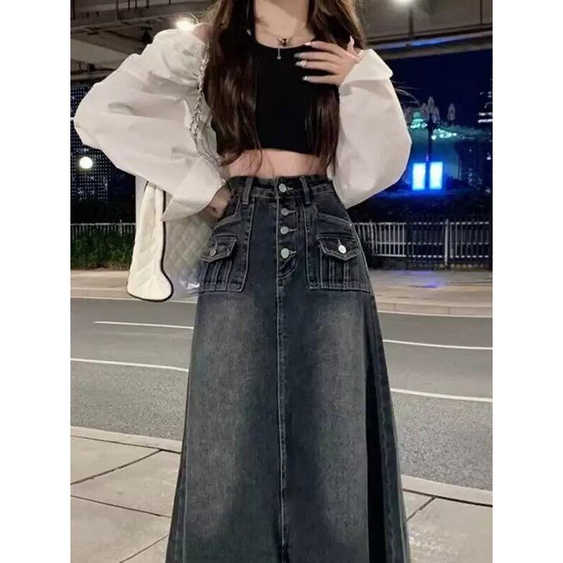 Gonna midi in denim a vita alt - A-Line Skirt Midi recensione e prezzo