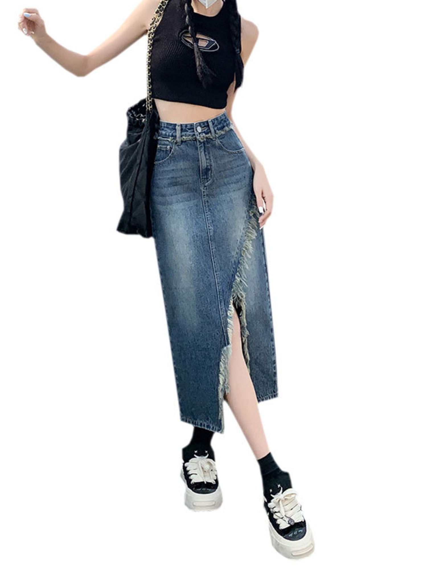 Gonna in denim da donna a vita - A-Line Skirt Midi recensione e prezzo