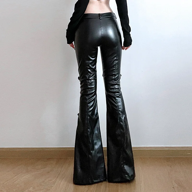 Pantaloni svasati in pelle PU  - Women'S Y2K Fashion Aesthetic recensione e prezzo
